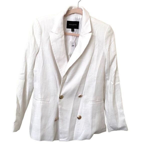 BANANA REPUBLIC Linen Blend White Blazer‎ NWT Sz 2 - Picture 1 of 4